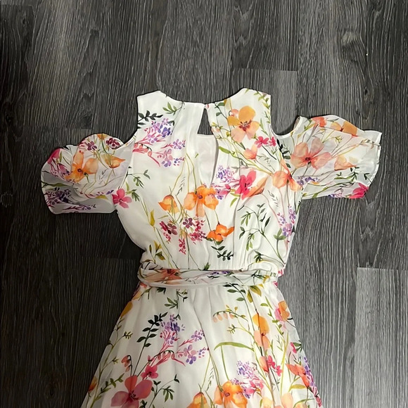 Calvin Klein White and Orange Ruffled Tiered Maxi Dress - Picture 8 of 11